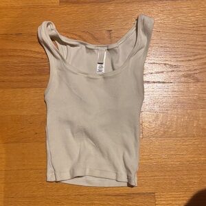 SKIMS Cream Ribbed Tank Top